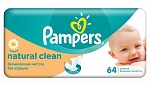 PAMPERS Детские влажные салфетки Natural Clean Сменный блок 64