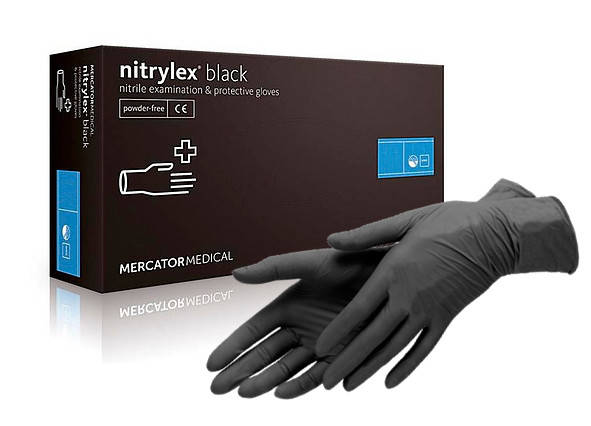 Перчатки нитриловые неопудренные nitrylex PF PROTECT, текструриров. на пальцах разм.ХS (черные) — фото 2