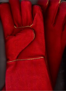 Краги спилковые красные со 100% ХБ подкладкой пятипалые тип "Трек"
